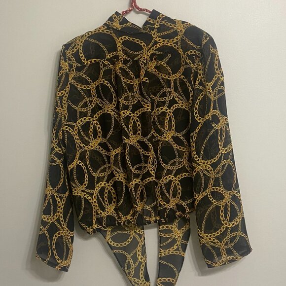 Candy Couture (Size L) Shear Chain Pattern Cropped Blouse - Picture 2 of 6